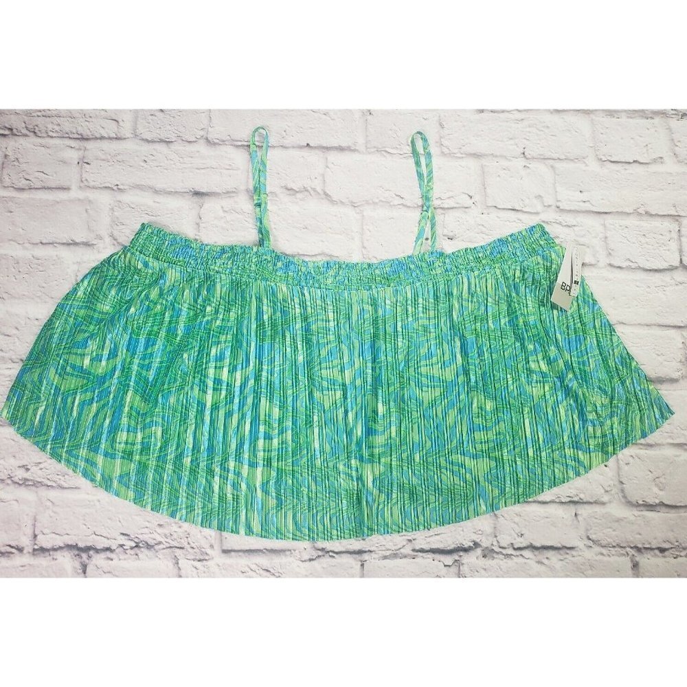 Nordstrom BP Womens Size 2X Green Blue Retro Vibes Crop Top